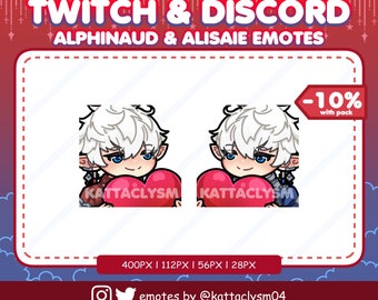 Alisaie and Alphinaud heart emotes FFXIV / Twitch / Discord