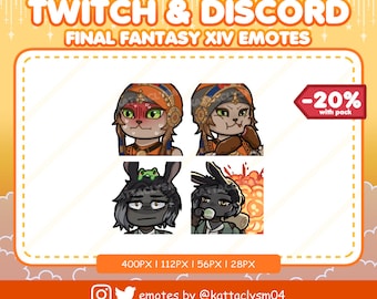 FFXIV Erenville and Wuk Lamat Emotes Pack Twitch/Discord