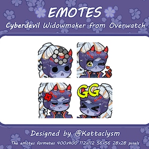 Overwatch Widowmaker Cyberdevil Emote / Twitch / Discord / 4 pack