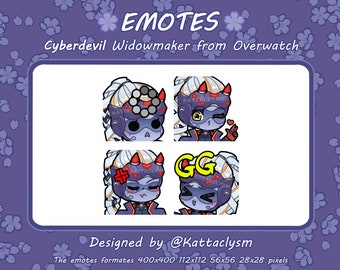 Overwatch Widowmaker Cyberdevil Emote / Twitch / Discord / 4 pack