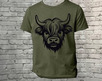 Cow with horns tshirt , bull with horns  farm shirt