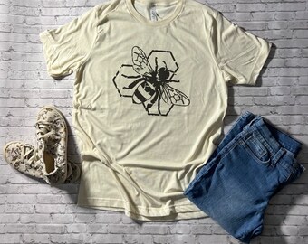 Honey bee on honeycomb shirt