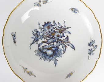 Rare Meissen Porcelain Dinnerware Set for 12 | Blue & Gold Floral