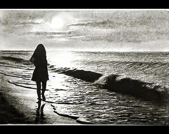 The Moonlit Shore - Anthrazit Digital Art.