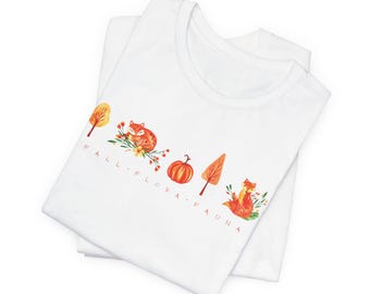 T-shirt faune et flore d'automne, T-shirt automne, Couleurs d'automne, T-shirt graphique femme, Chemise botanique, T-shirt floral automne, T-shirt nature, T-shirt renard