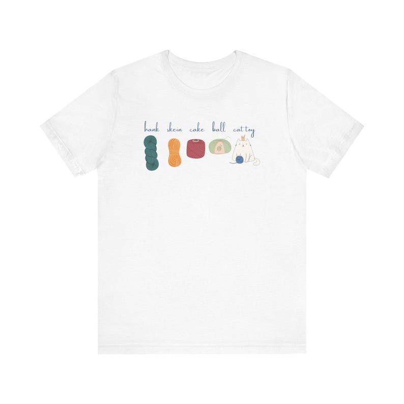 T-shirt amateurs de fil, T-shirt tricot, chemise chat drôle, artiste fibre T, T-shirt types de fils, T-shirt tricot humoristique, cadeau pour tricoteuse image 1
