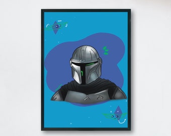 The Mandalorian | Fine Art Poster | Home Decor | Star Wars Gift | Star Wars Original Art Print | Digital Mandalorian Print | Mandalorian Art