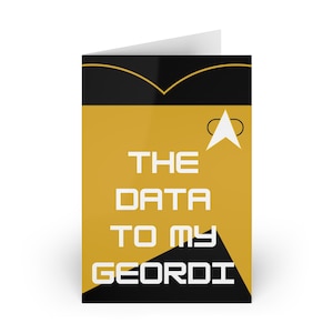 Biglietto d'auguri Star Trek TNG, Dati per il mio design Geordi, Uniforme da ingegnere, Romance della Flotta Stellare, Regalo perfetto per i Trekkies, Biglietto di Star Trek