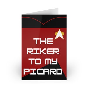 Karta z pozdrowieniami Star Trek TNG: Riker do mojego Picarda, Mundur dowódcy TNG, Romans Starfleet, Idealny prezent dla Trekkies, Karta Star Trek