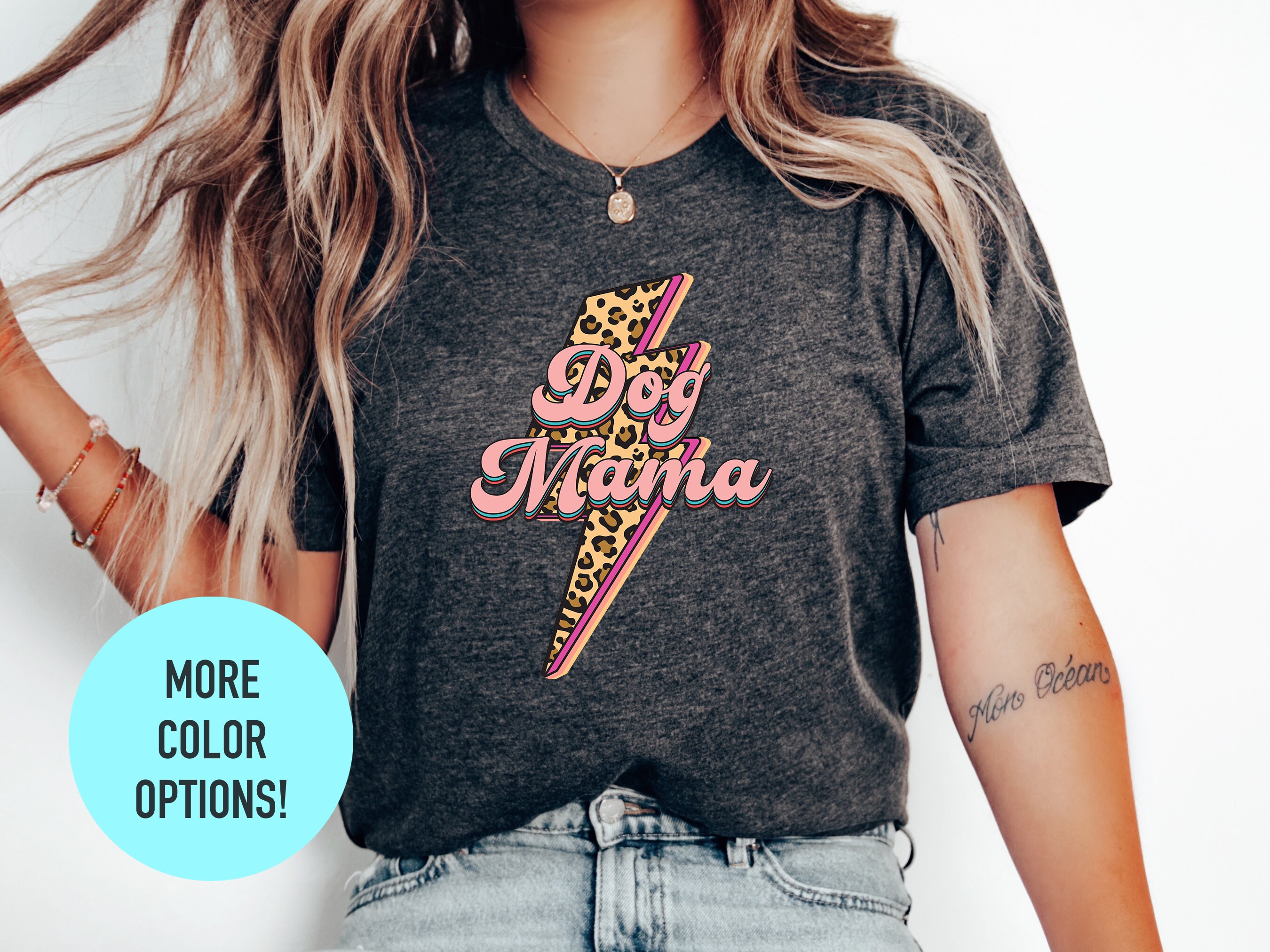 Dog Mama Large Lightning Bolt Tshirt, Cute Dog Tshirt for Wife, Dog