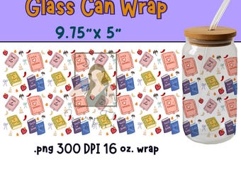 Smut Book Digital File 16oz Glass Can Wrap 300 DPI PNG UVDTF Sublimation Printed Vinyl Transparent Wrap fantasy dark romance books