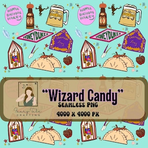 Wizard Candy Seamless  Pattern 300 DPI PNG Download for Digital Papers Vinyl Fabric Surface Design