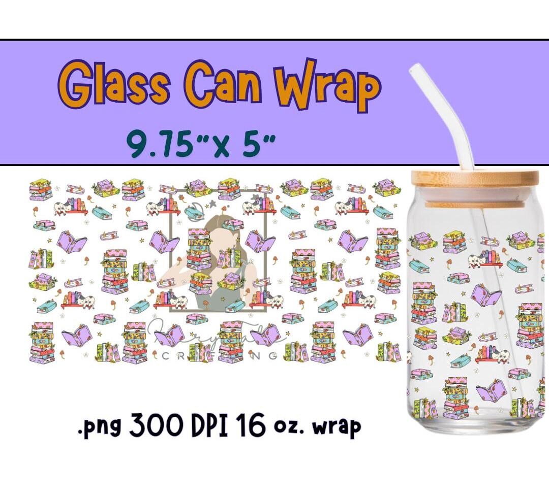Books Digital File 16oz Glass Can Wrap 300 DPI PNG UVDTF Sublimation ...