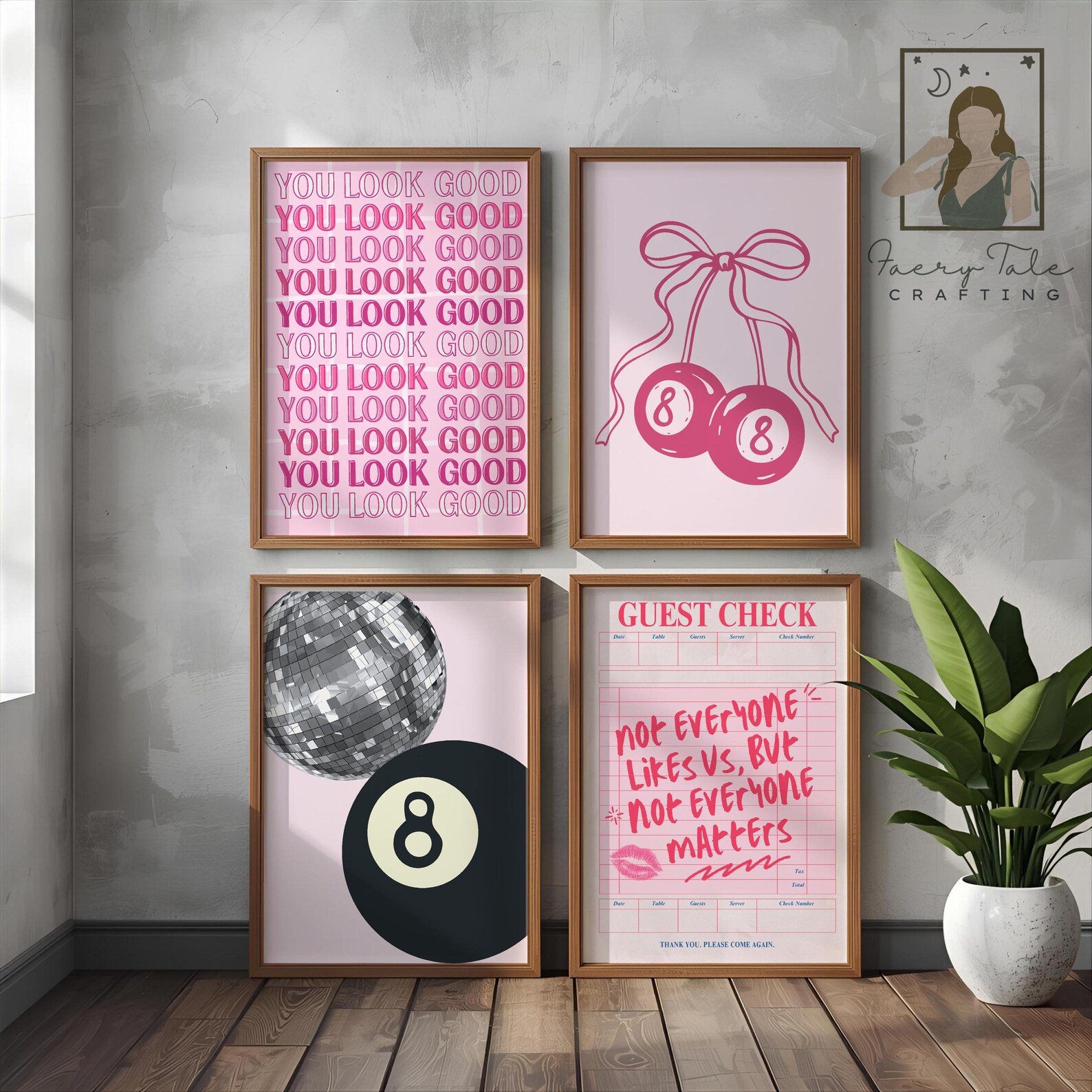 Blush Pink Giry Print Wall Art Set: Girly Dorm Decor (digital Download ...