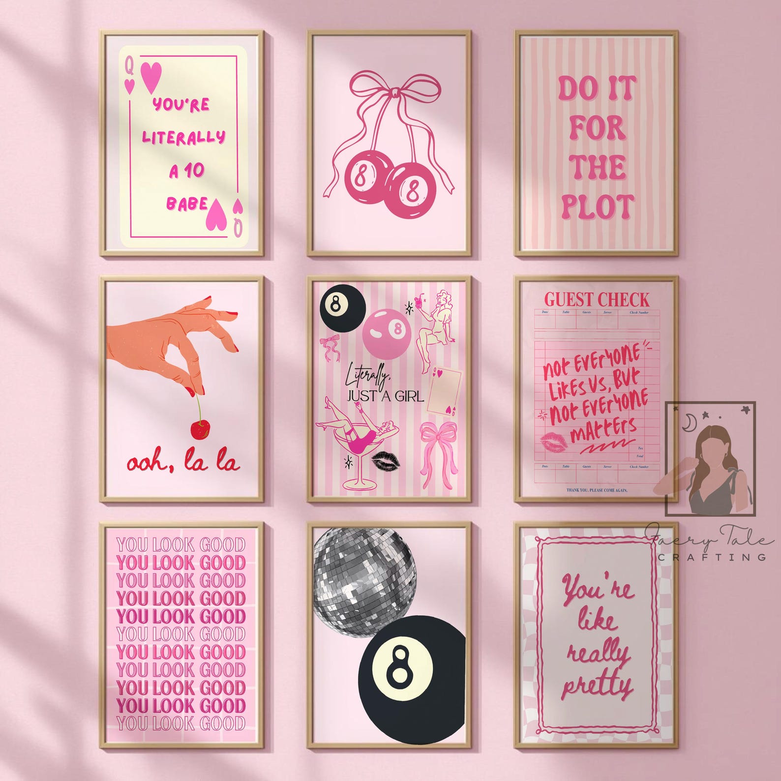 Blush Pink Giry Print Wall Art Set: Girly Dorm Decor (digital Download ...