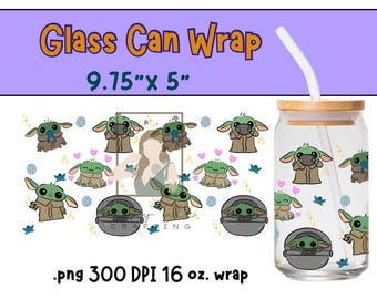 Das Kind Digitale Datei 16 Unzen Glasdose Wrap 300 DPI PNG UVDTF Sublimation Gedruckt Vinyl Transparent Wrap