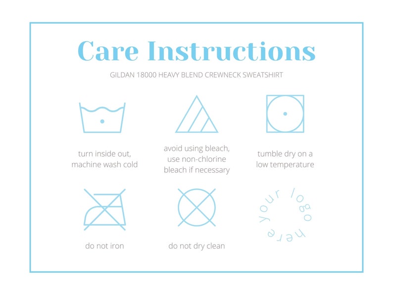 Gildan 18000 Washing Care Instructions Pastel Version / Etsy