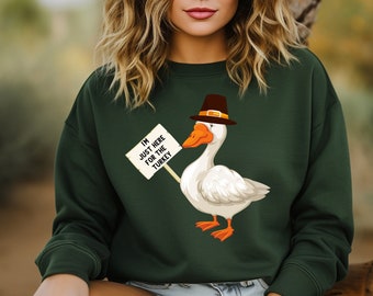 Funny Goose Thanksgiving Sweatshirt, Turkey Crew, Silly Holiday Outfit