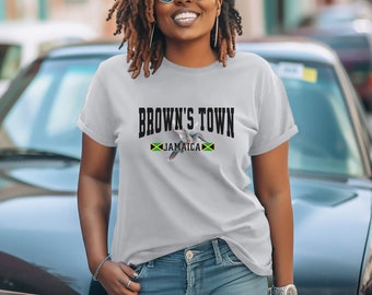 Jamaica Pride T-Shirt, Brown's Town, Jamaican Flag & Hummingbird Design