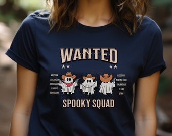 Western Outlaw Ghosts Halloween T-Shirt, Spooky Cowboy Squad