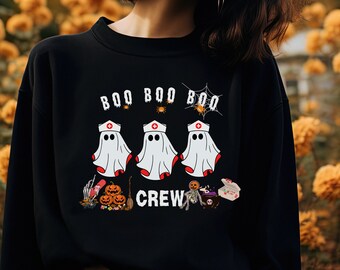 Ghost Nurse Crew Sweatshirt, Spooky Halloween Costume