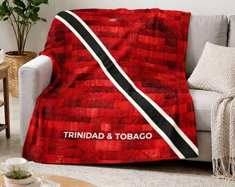 Trinidad & Tobago Patchwork Blanket, Personalized Family Name Throw