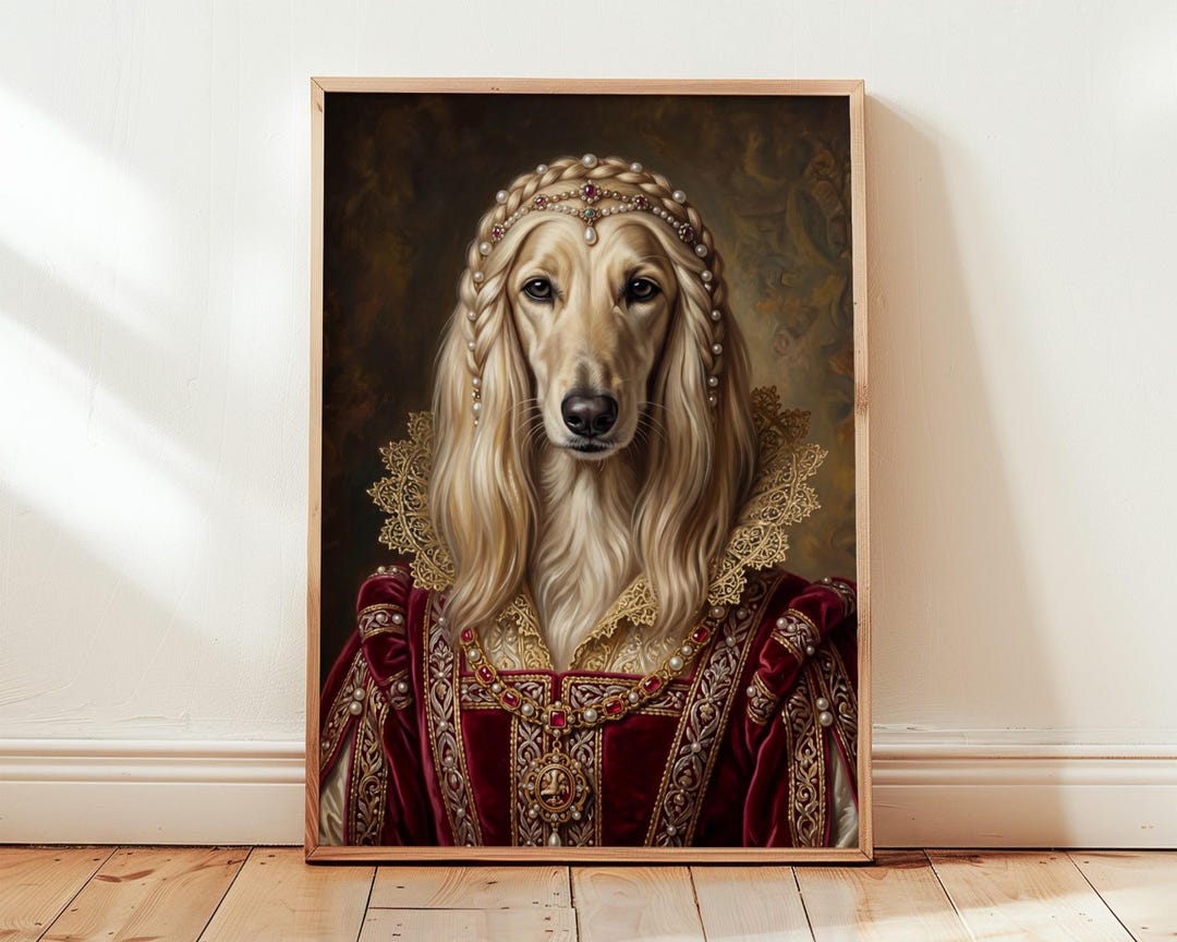 Custom Royal Pet Portrait, Renaissance Dog Queen Painting, Regal Cat ...