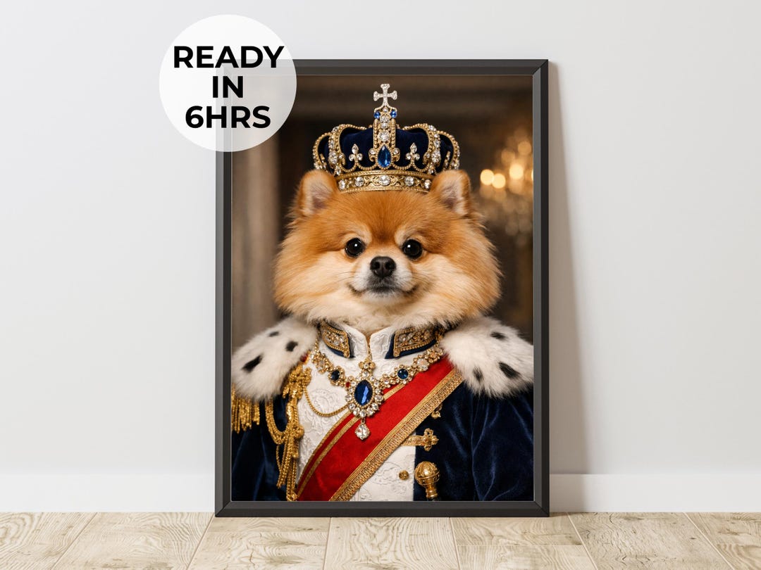 Custom Royal Pet Portrait - Regal King Dog & Queen Cat Art - Etsy