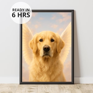 Custom Pet Angel Portrait | Pet Loss Memorial Gift | Pet With Wings Artwork | Digital Download | Personalized Pet Wall Art | Ready in 6 Hrs