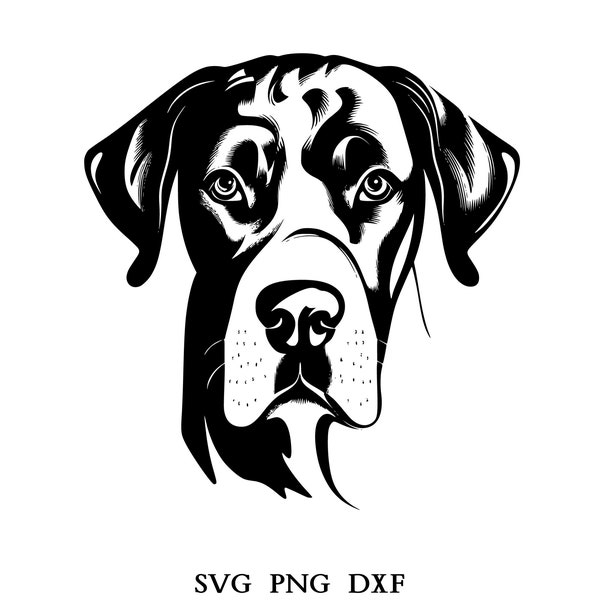 Great Dane Svg, Great Dane Clipart, Great Dane Png, Great Dane Head, Great Dane Cut Files For Cricut , Great Dane Silhouette, Dog Silhouette