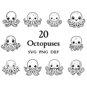Octopus Svg Bundle , Octopus Svg , Cut Files for Cricut And Laser Engraving , 20 Svg, Png, and Dxf Files Combined in One Bundle!