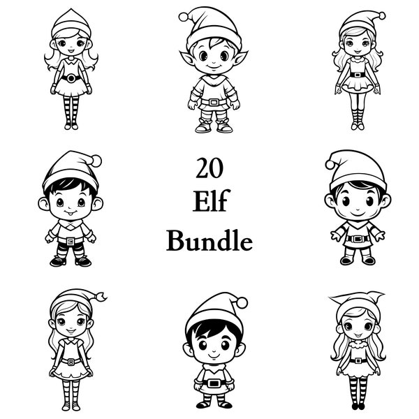 Christmas Elf Svg Bundle , Elf Svg , Cut Files for Cricut And Laser Engraving , 20 Svg, Png, Dxf Files Combined in One Bundle