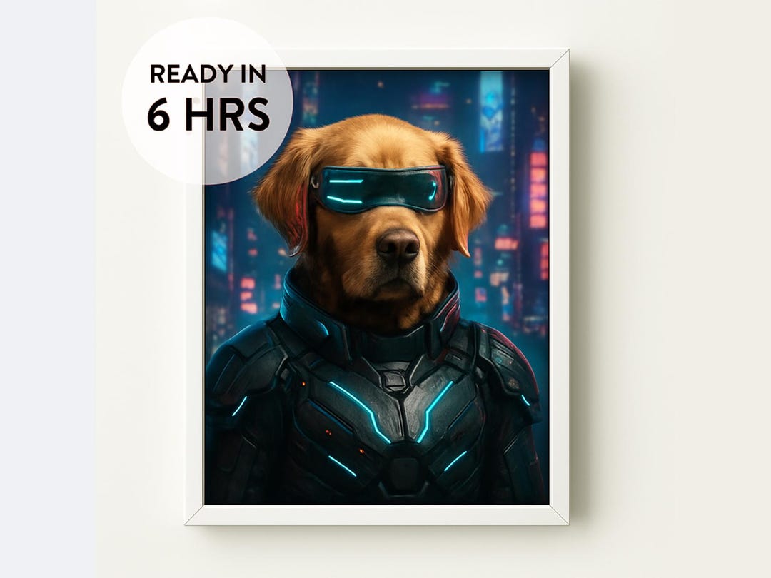 Cyberpunk Pet Portrait – Futuristic Pet Art – Neon Lights ...