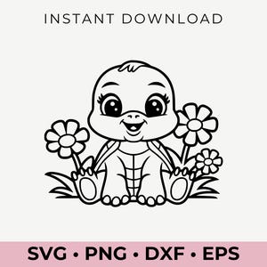 Frühling Schildkröte mit Blumen SVG | Waldtier Vektorgrafik | Niedliche Schildkröte Clipart für Cricut | Bezauberndes Natur Design