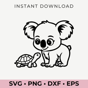 Koala und Schildkröte SVG | Niedliche Tier Clipart | Digitaler Download