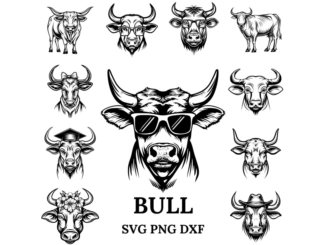 Bull Svg Bundle , Bull Svg , Bull Png, Bull Clipart, Bull Head, Bull ...