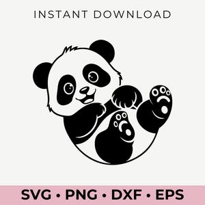 Panda Rolante SVG | Clipart de Animal Fofo | Arquivo Vetorial Panda | Silhueta Cricut | Artesanato DIY | Download Digital