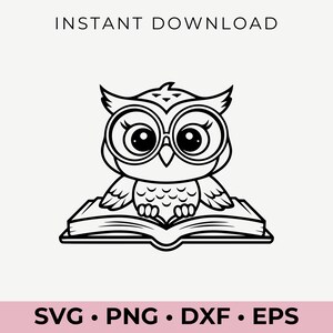 Smarte Eule SVG | Lesen Clipart | Buchliebhaber Digitaler Download