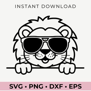 Lion furtif avec des lunettes de soleil, Svg Lion, Clipart Lion, Lion Png, tête de Lion, Svg de Lion furtif, animaux avec des lunettes de soleil