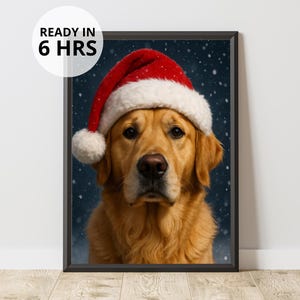 Custom Santa Pet Portrait | Pet As Santa Claus | Christmas Themed Pet Art | Digital Download | Gift For Pet Lovers