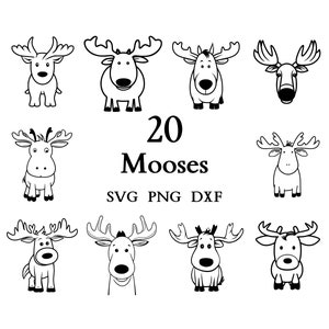 Moose Svg Bundle , Moose Svg , Cut Files for Cricut And Laser Engraving , 20 Svg, Png, and Dxf Files Combined in One Bundle!