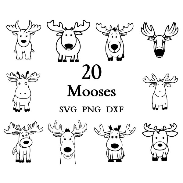 Moose Svg Bundle , Moose Svg , Cut Files for Cricut And Laser Engraving , 20 Svg, Png, and Dxf Files Combined in One Bundle!