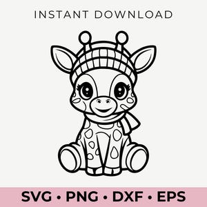 Giraf-svg | Clipart wintergiraf | Schattig digitaal ontwerp voor de Cricut, Silhouette, shirts, mokken en knutselwerkjes