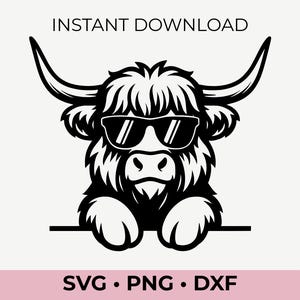 サングラスをかけたハイランド牛の顔、ハイランド牛のSVG、ハイランド牛の頭、ハイランド牛の顔、サングラスをかけた動物