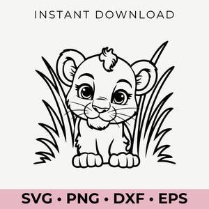 Bébé Lion SVG | Clipart animal de safari mignon | Téléchargement numérique