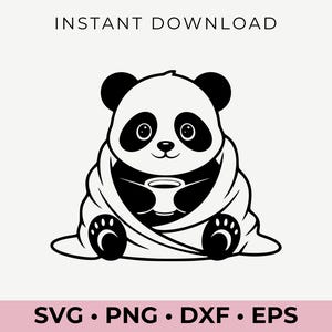 Gemütlicher Panda SVG | Süßer Panda Clipart | Panda Vektor-Datei | Cricut Silhouette | DIY Bastelarbeiten | Digitaler Download