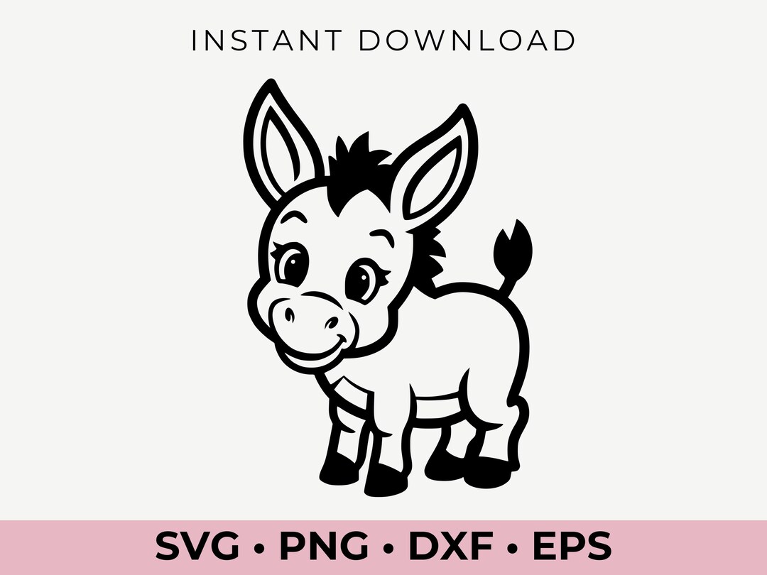 Cute Donkey Svg – Farm Animal Clipart – Digital Download – Country Png ...