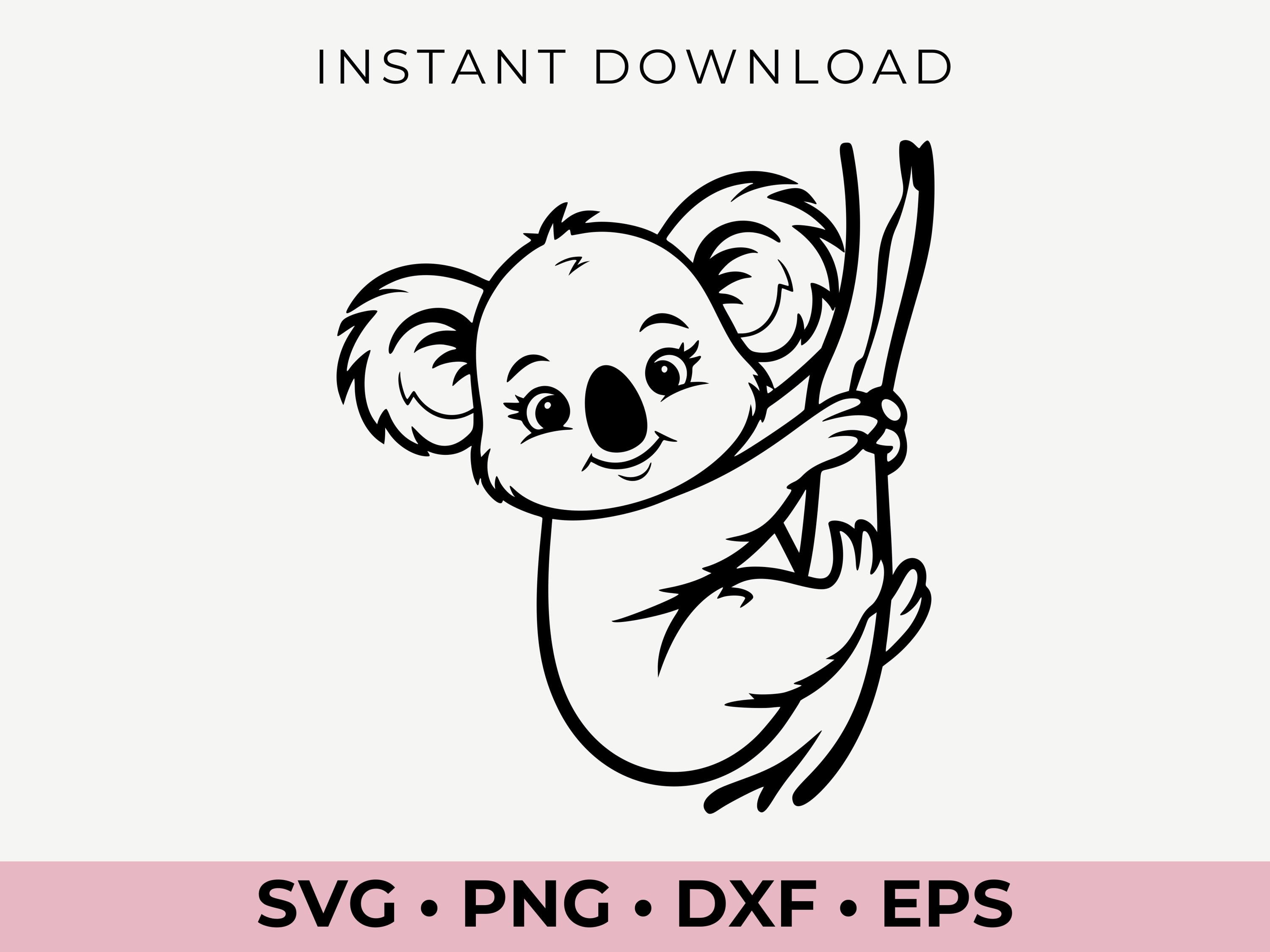 Koala Climbing Tree SVG | Cute Animal Clipart | Cricut & Silhouette Cut File | Digital Download