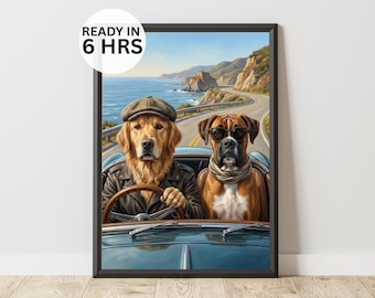 Personalisiertes Haustier Porträt - Lustiges Road Trip Geschenk