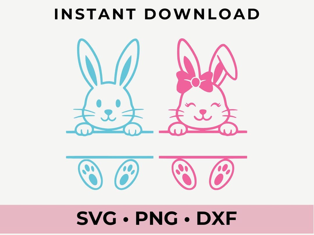 Cute Bunny Split Monogram SVG PNG DXF Files for Easter Kids Crafts ...